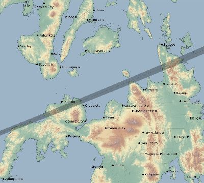 Map of the eclipse path across Philippines on 05/06/1864