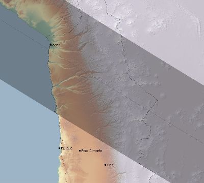 Map of the eclipse path across Chile on 10/30/1864