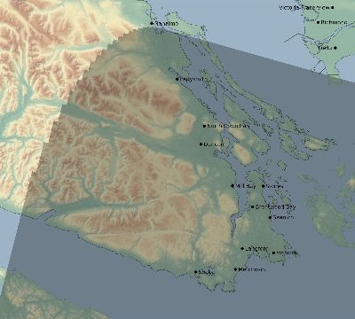 Map of the eclipse path across Canada on 10/19/1865