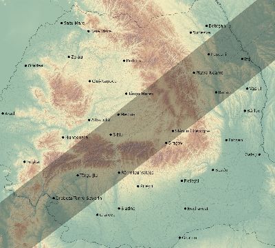 Map of the eclipse path across Romania on 03/06/1867