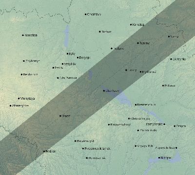 Map of the eclipse path across Ukraine on 03/06/1867