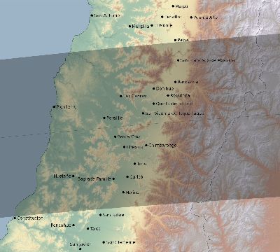 Map of the eclipse path across Chile on 08/29/1867
