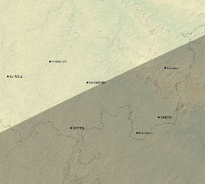 Map of the eclipse path across Mali on 02/23/1868