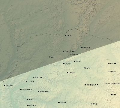 Map of the eclipse path across Nigeria on 02/23/1868