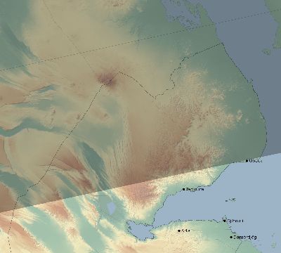 Map of the eclipse path across Djibouti on 08/18/1868