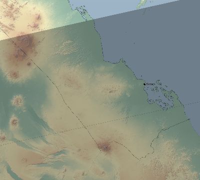 Map of the eclipse path across Eritrea on 08/18/1868