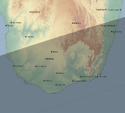 Map of the eclipse path across Madagascar on 02/11/1869