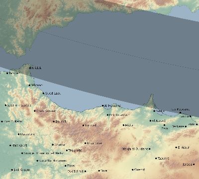 Map of the eclipse path across Morocco on 12/22/1870