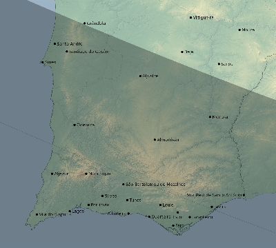 Map of the eclipse path across Portugal on 12/22/1870