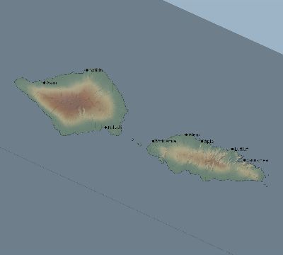 Map of the eclipse path across Samoa on 06/18/1871