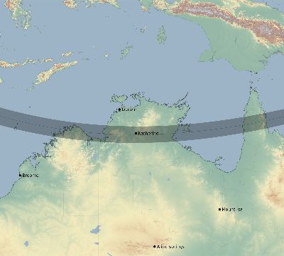 Map of the eclipse path across Australia on 12/12/1871