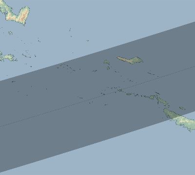 Map of the eclipse path across Papua New Guinea on 12/12/1871
