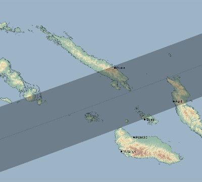 Map of the eclipse path across Solomon Islands on 12/12/1871
