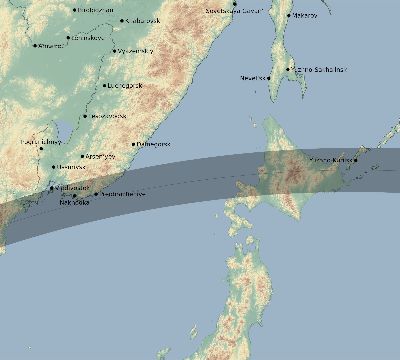 Map of the eclipse path across Russia on 06/06/1872
