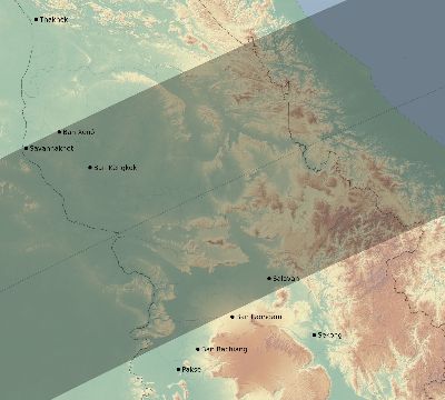 Map of the eclipse path across Laos on 04/06/1875