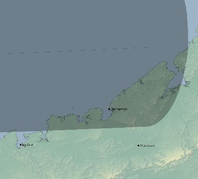 Map of the eclipse path across Madagascar on 09/29/1875