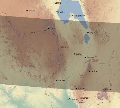 Map of the eclipse path across Malawi on 09/29/1875