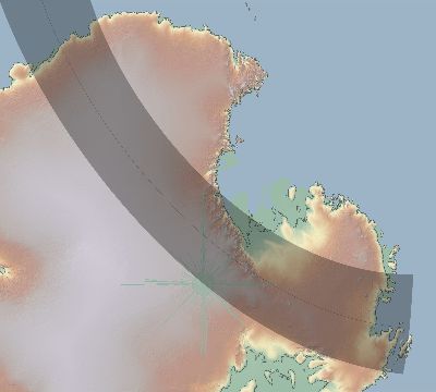 Map of the eclipse path across Antarctica on 02/02/1878