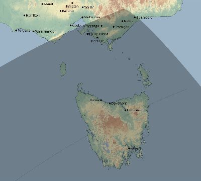 Map of the eclipse path across Australia on 02/02/1878
