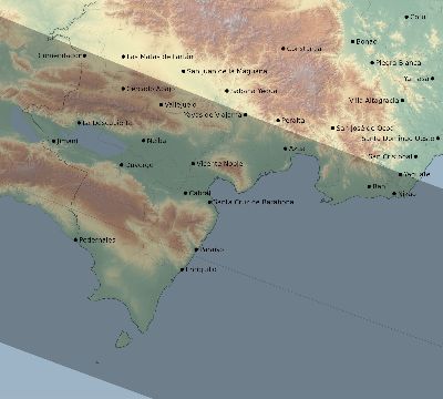 Map of the eclipse path across Dominican Republic on 07/29/1878