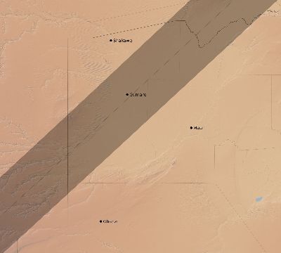 Map of the eclipse path across Botswana on 01/22/1879