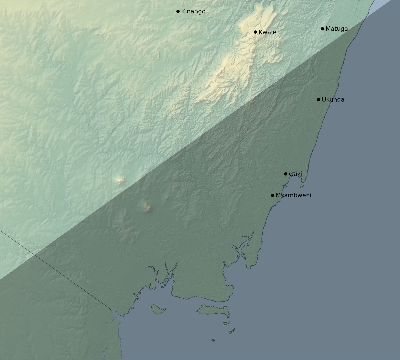 Map of the eclipse path across Kenya on 01/22/1879