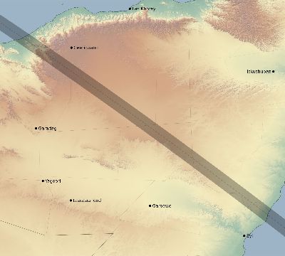 Map of the eclipse path across Somalia on 07/19/1879