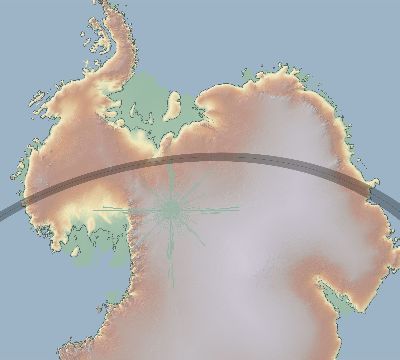 Map of the eclipse path across Antarctica on 11/21/1881
