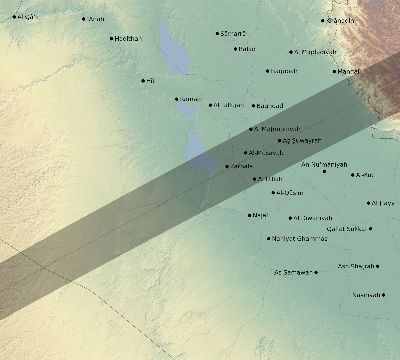 Map of the eclipse path across Iraq on 05/17/1882