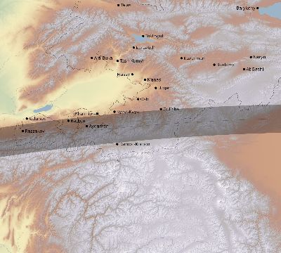 Map of the eclipse path across Kyrgyzstan on 05/17/1882