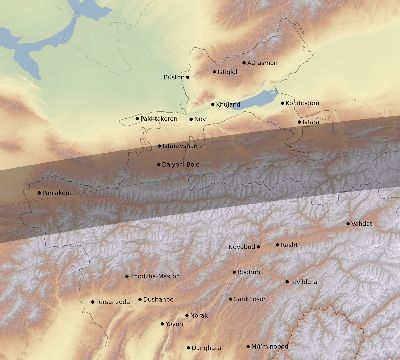 Map of the eclipse path across Tajikistan on 05/17/1882