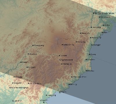 Map of the eclipse path across North Korea on 10/30/1883