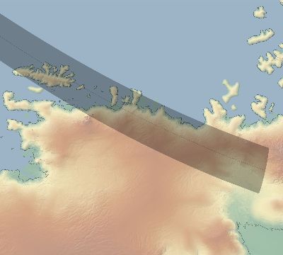 Map of the eclipse path across Antarctica on 09/08/1885