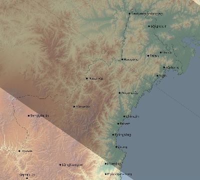 Map of the eclipse path across North Korea on 08/19/1887
