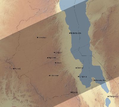 Map of the eclipse path across Malawi on 06/28/1889
