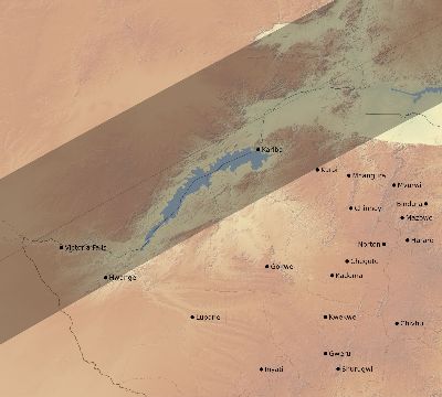 Map of the eclipse path across Zimbabwe on 06/28/1889