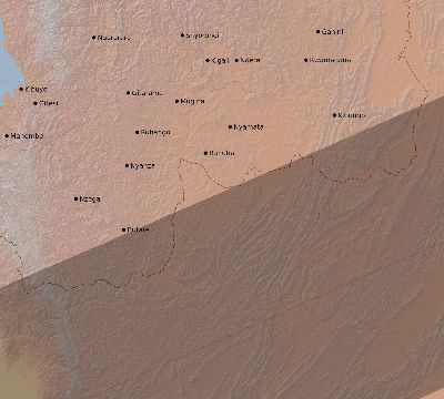 Map of the eclipse path across Rwanda on 12/22/1889