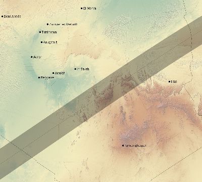 Map of the eclipse path across Algeria on 06/17/1890