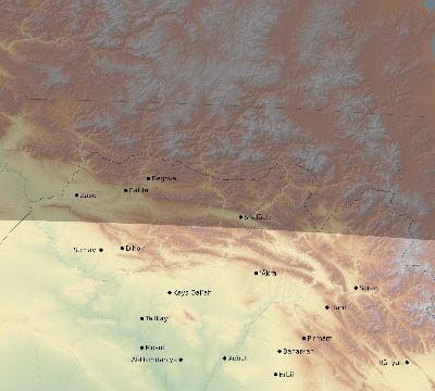 Map of the eclipse path across Iraq on 06/17/1890