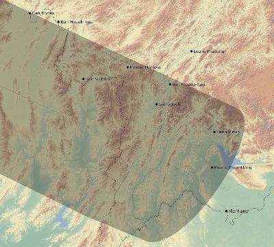 Map of the eclipse path across Laos on 06/17/1890
