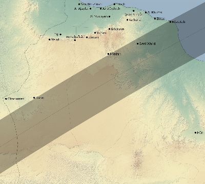 Map of the eclipse path across Libya on 06/17/1890