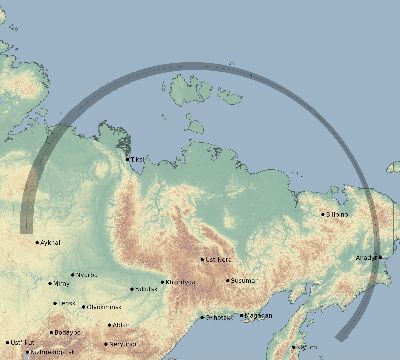 Map of the eclipse path across Russia on 06/06/1891