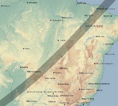 Map of the eclipse path across Brazil on 04/16/1893