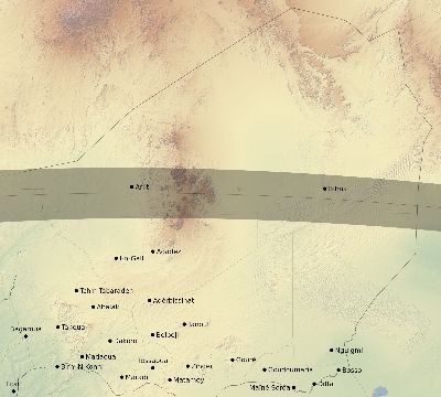 Map of the eclipse path across Niger on 04/16/1893