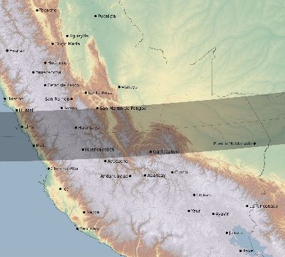 Map of the eclipse path across Peru on 10/09/1893
