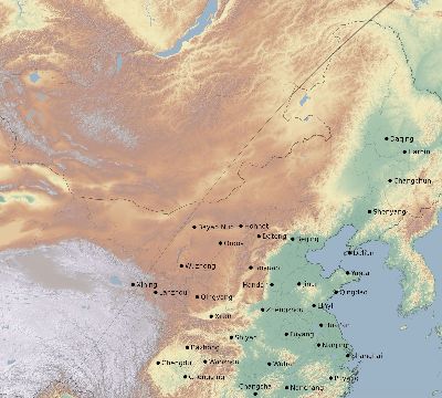 Map of the eclipse path across China on 04/06/1894