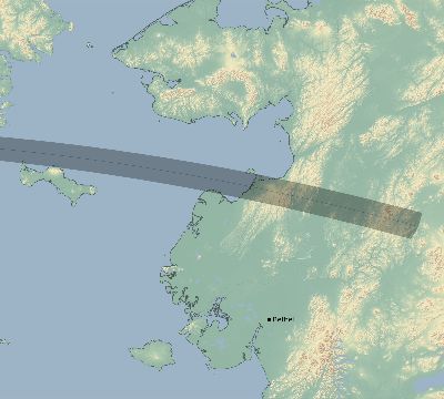 Map of the eclipse path across United States on 04/06/1894