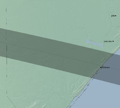 Map of the eclipse path across Somalia on 09/29/1894
