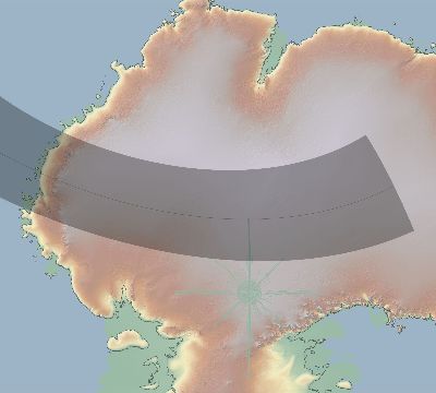 Map of the eclipse path across Antarctica on 02/13/1896