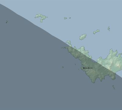 Map of the eclipse path across Saint Barthélemy on 07/29/1897